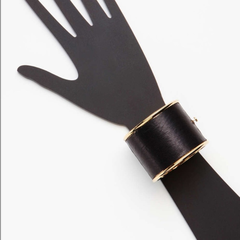 House of Harlow 1960 black leather hinged cuff